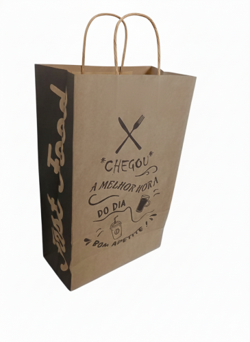 Sacola com 50 de Papel Kraft para Delivery/Entrega Tamanho P